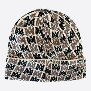 Amiri Beige, Black & Brown MA Swirl Logo Beanie